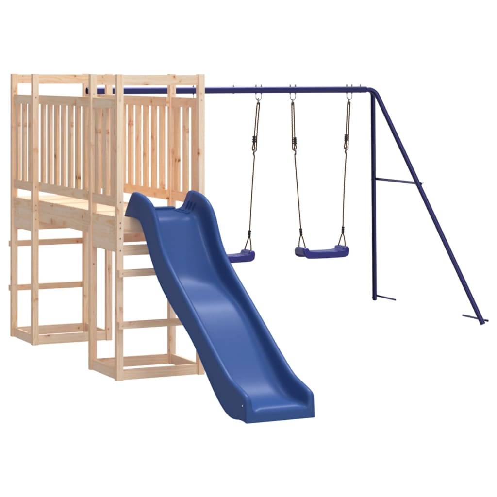 Helloshop26 - Aire de jeux d'extérieur balançoires toboggan portiques robuste jeux jardin 53 x 397 x 169 cm bois de pin massif - Imagen 1