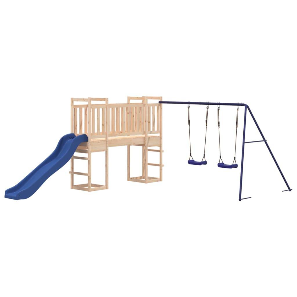 Helloshop26 - Aire de jeux d'extérieur balançoires toboggan portiques robuste jeux jardin 53 x 397 x 169 cm bois de pin massif - Imagen 2