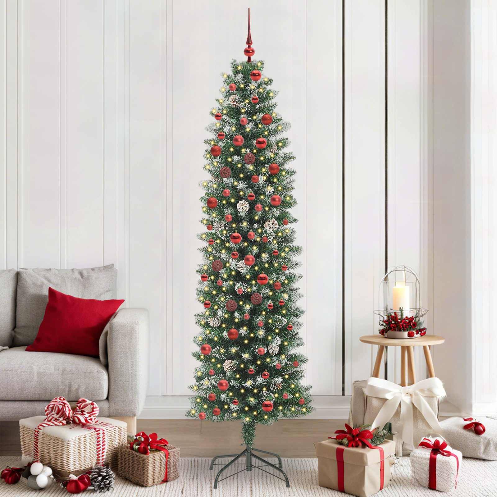 Vidaxl - Arbre de Noël artificiel slim Vert et blanc 210 cm vidaXL 3395305 - Image 1