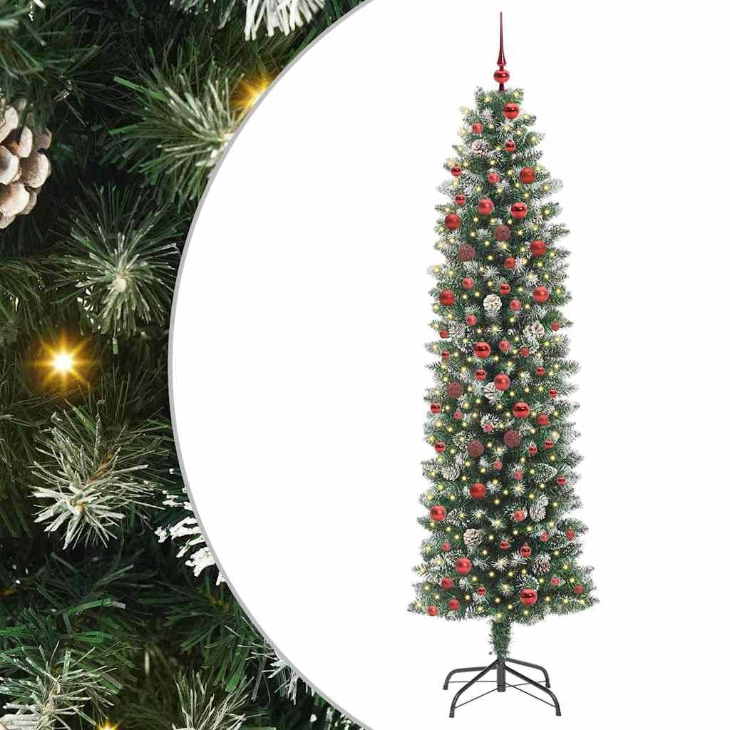 Vidaxl - Arbre de Noël artificiel slim Vert et blanc 210 cm vidaXL 3395305 - Image 2