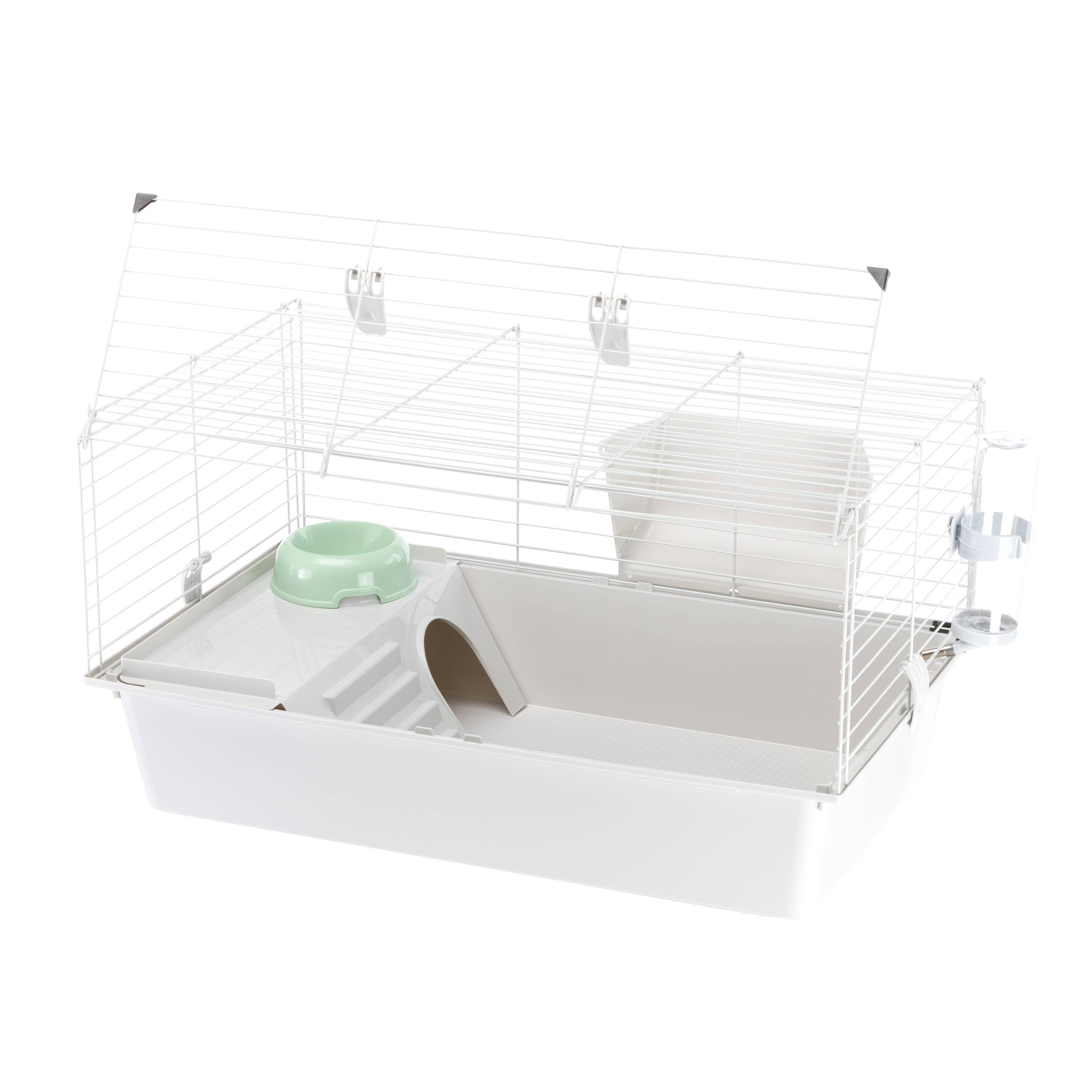 Ferplast - Cage spacieuse pour cochons d'inde CAVIE 80, système de fermeture sécurité, accessoires inclus, en métal vernis gris et plastique - Imagen 6