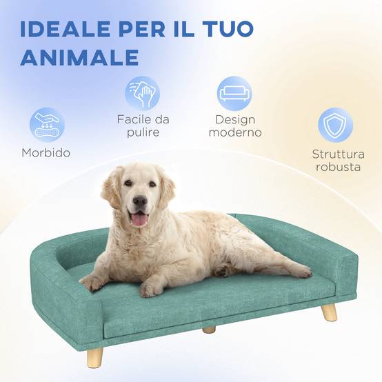 Lit pour grand chien bois de pin intérieur dessus lavable 98cm vert - ComfortXL Outdoor Living - Image 9