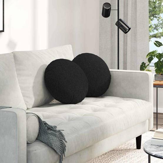 Coussins de Siège Ronds (Lot de 2) en Tissu avec Housse Amovible pour Maison et Bureau Noir Ø 40 cm – ComfortXL Outdoor Living - Image 1