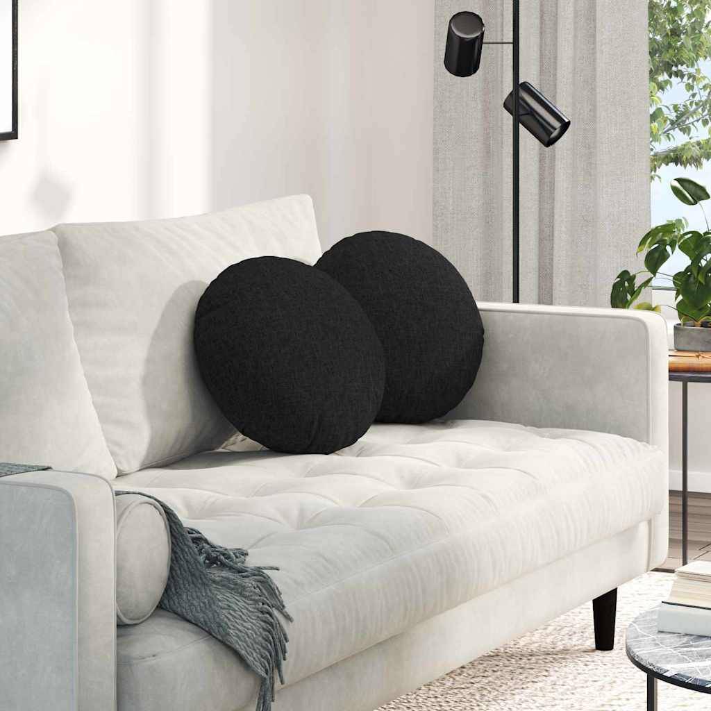 Coussins de Siège Ronds (Lot de 2) en Tissu avec Housse Amovible pour Maison et Bureau Noir Ø 40 cm – ComfortXL Outdoor Living - Image 1