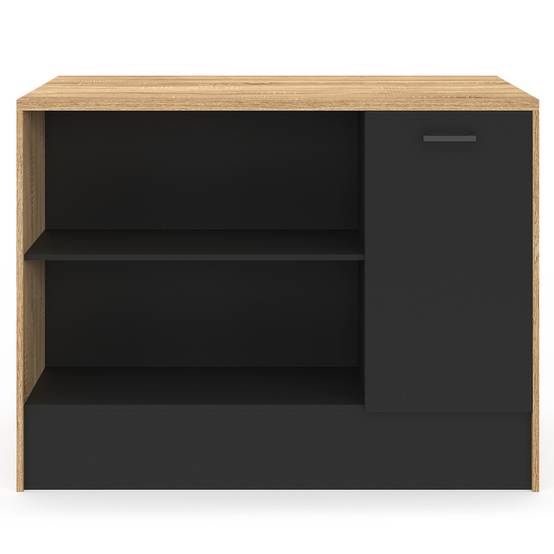 Ilot central LIO 120 cm maxi capacité de rangement bois et noir - Image 3