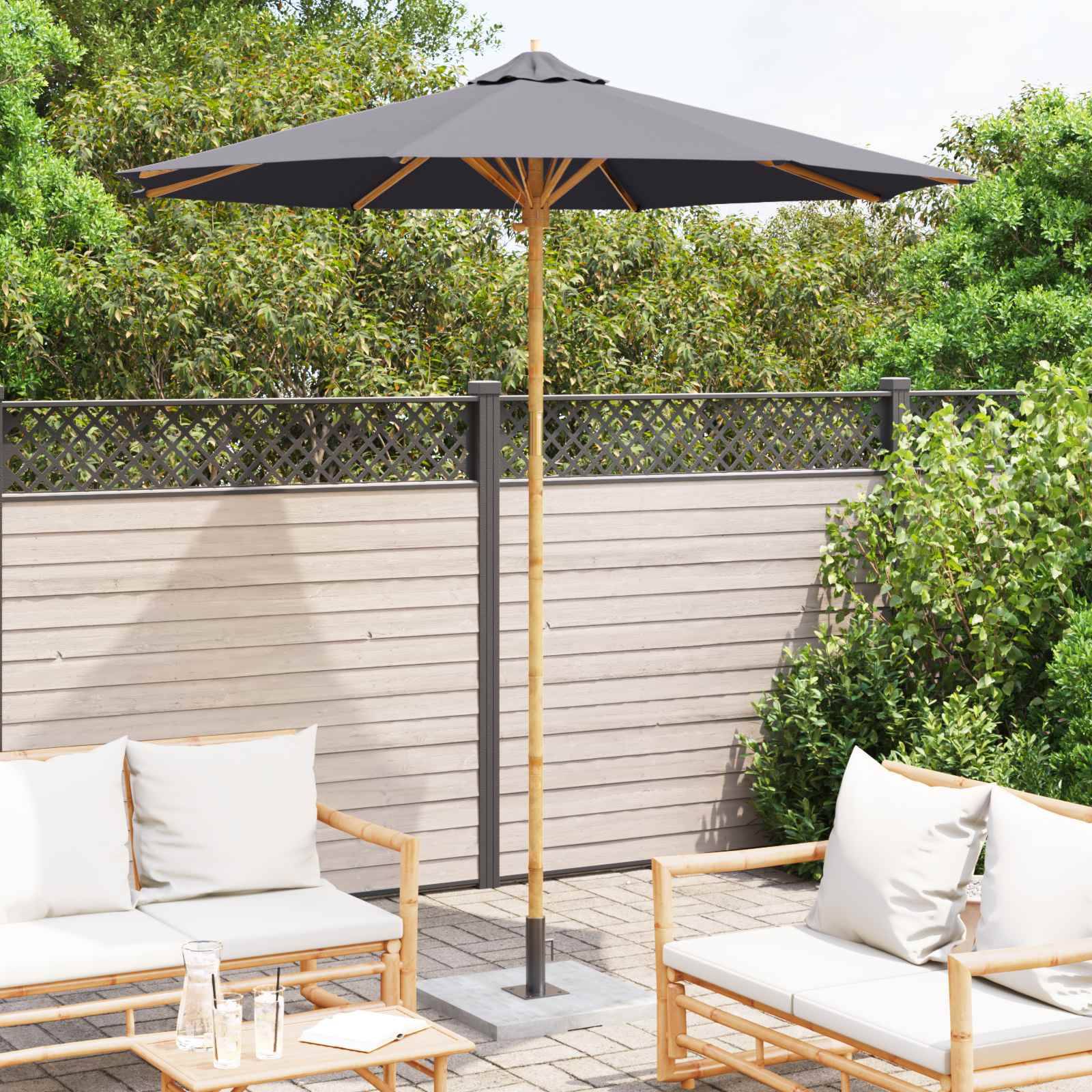 PANGIVO - Parasol de jardin Bambou Gris foncé 270 x 270 x 260 cm - PANGIVO - Image 3
