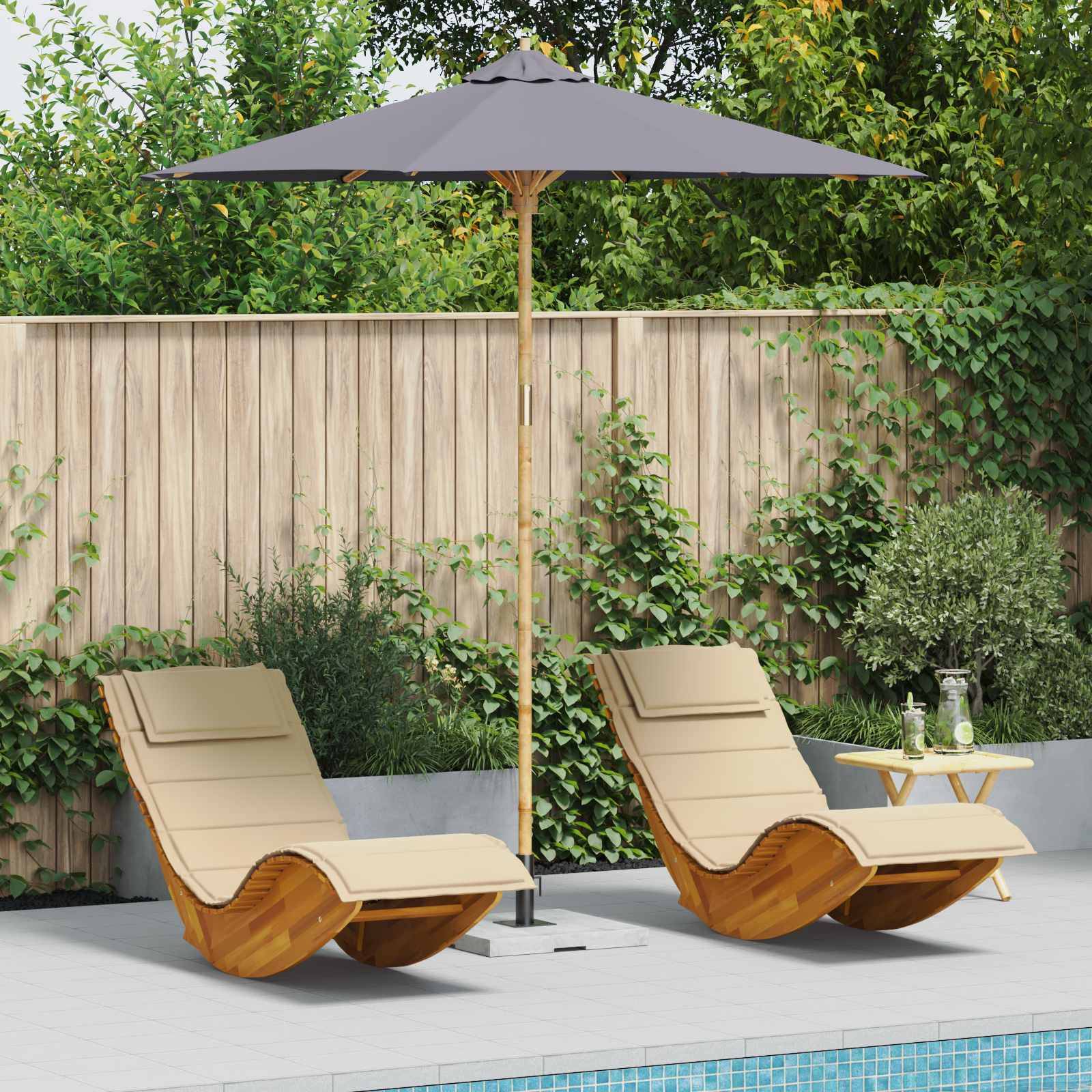 PANGIVO - Parasol de jardin Bambou Gris foncé 270 x 270 x 260 cm - PANGIVO - Image 1