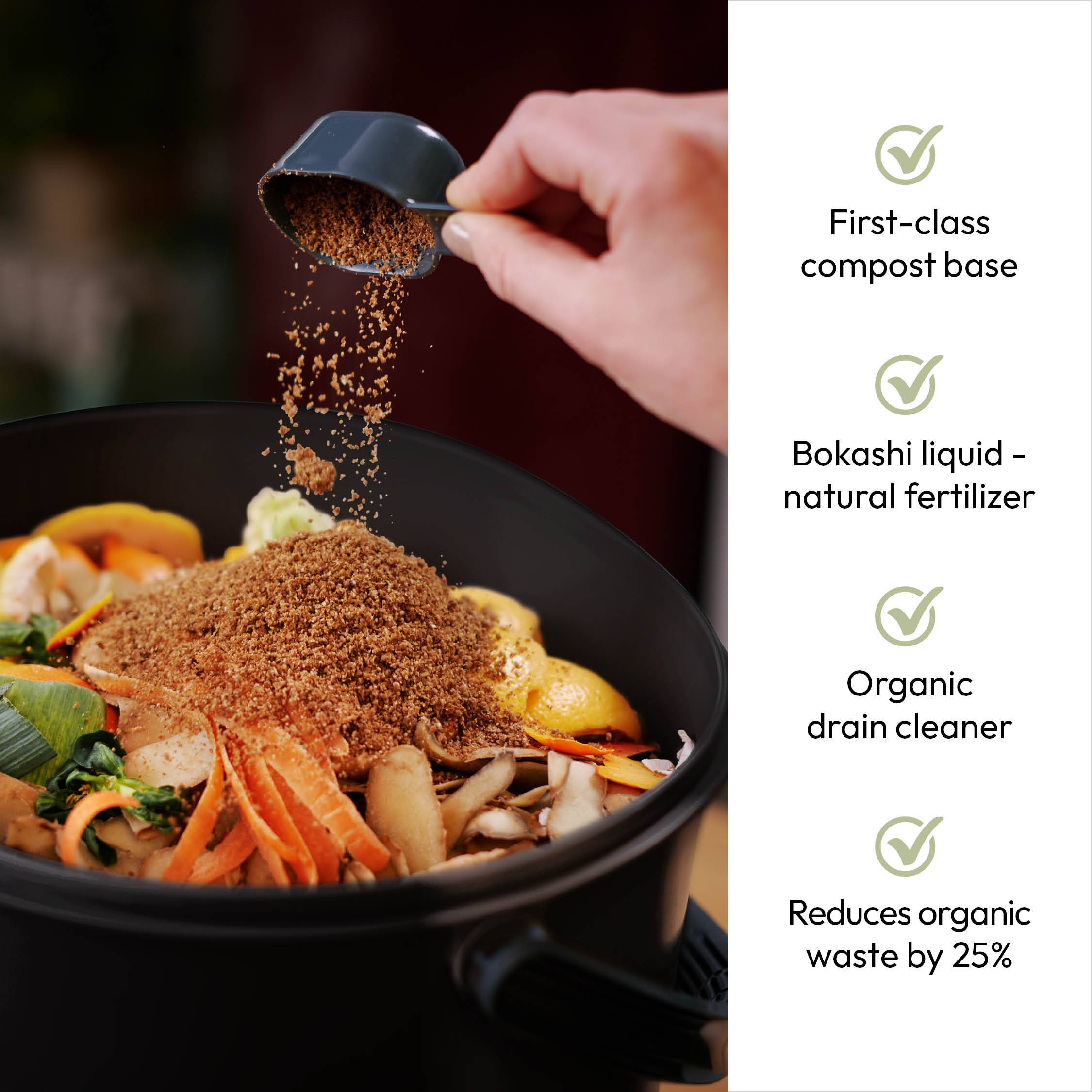 Lot 2 Composteurs Bokashi en Plastique recyclé, noir, 15,3l+ 1 kg d'activateur - Imagen 4