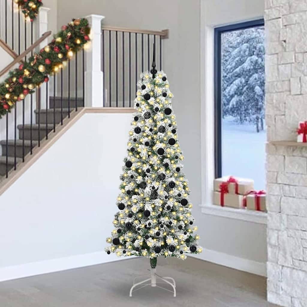 ComfortXL - Sapin de Noël Artificiel XXL 240 cm, Lumineux avec 8 Jeux de Lumière et 120 Boules Incluses – ComfortXL Outdoor Living