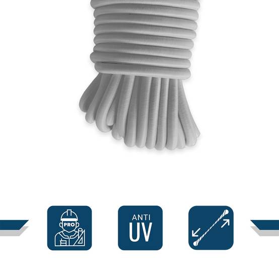 Sandow élastique Gris 40 mètres 9SW - Qualité PRO - Tendeur pour bâche de diamètre 9 mm TECPLAST - Imagen 3
