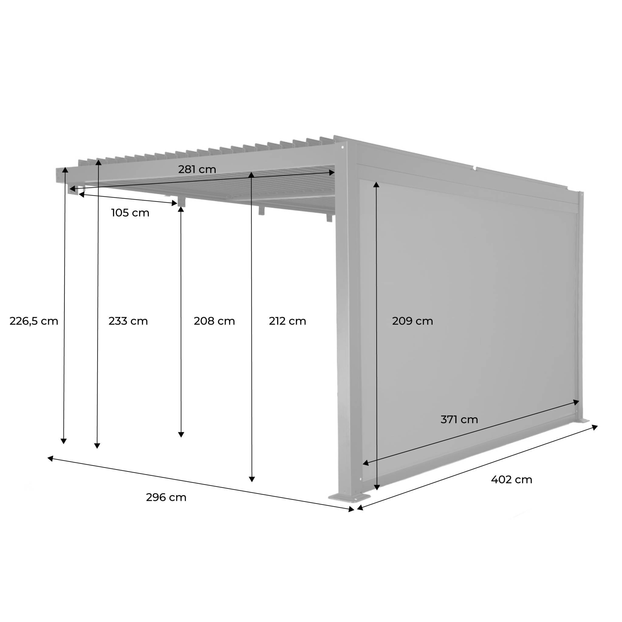 sweeek - Pergola bioclimatique aluminium adossée 4x3m blanc + 1 store 4m Palace | sweeek - Image 4