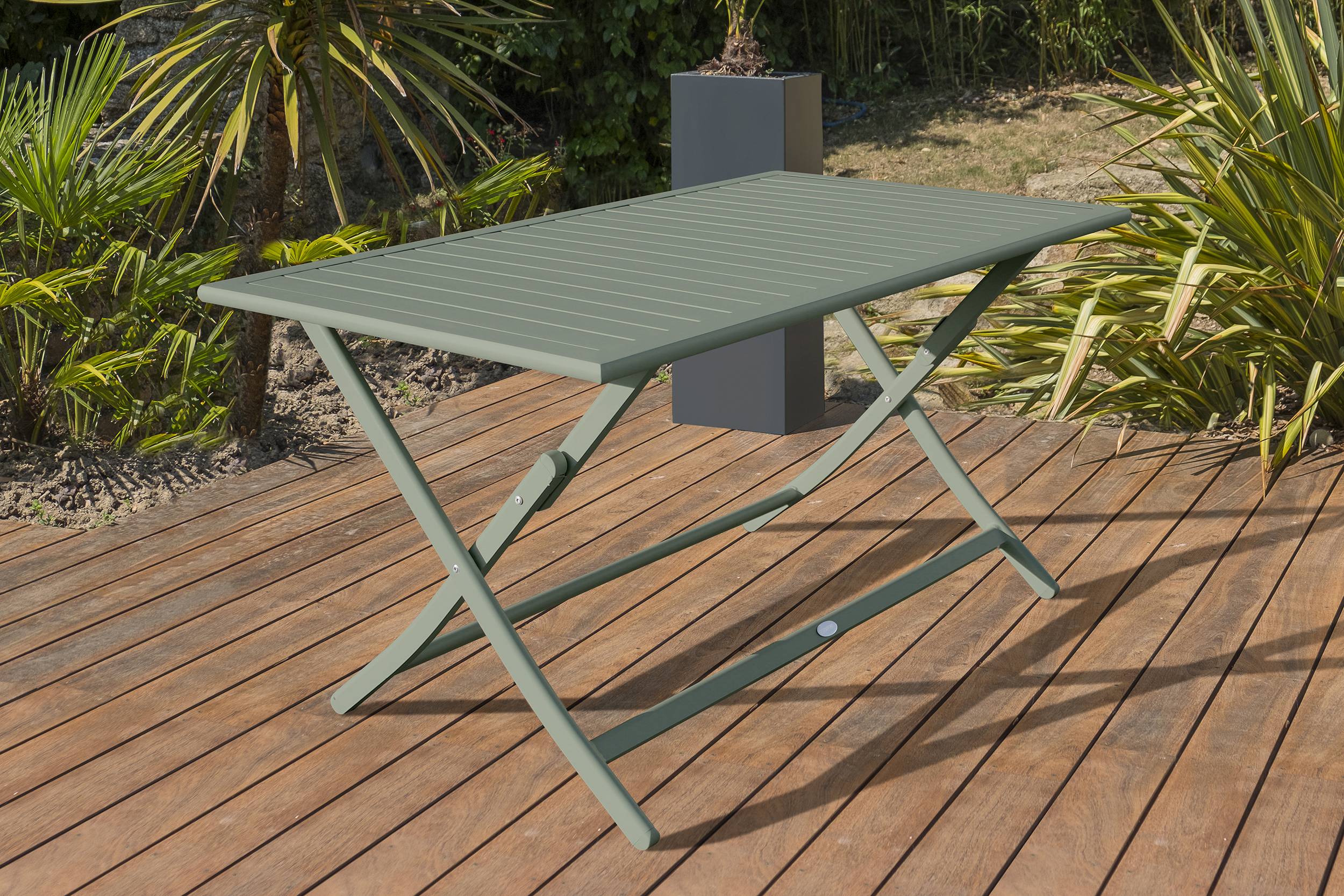 City Garden - Ensemble repas MARIUS 140 cm 4 places en aluminium vert kaki  - CITY GARDEN - Imagen 2