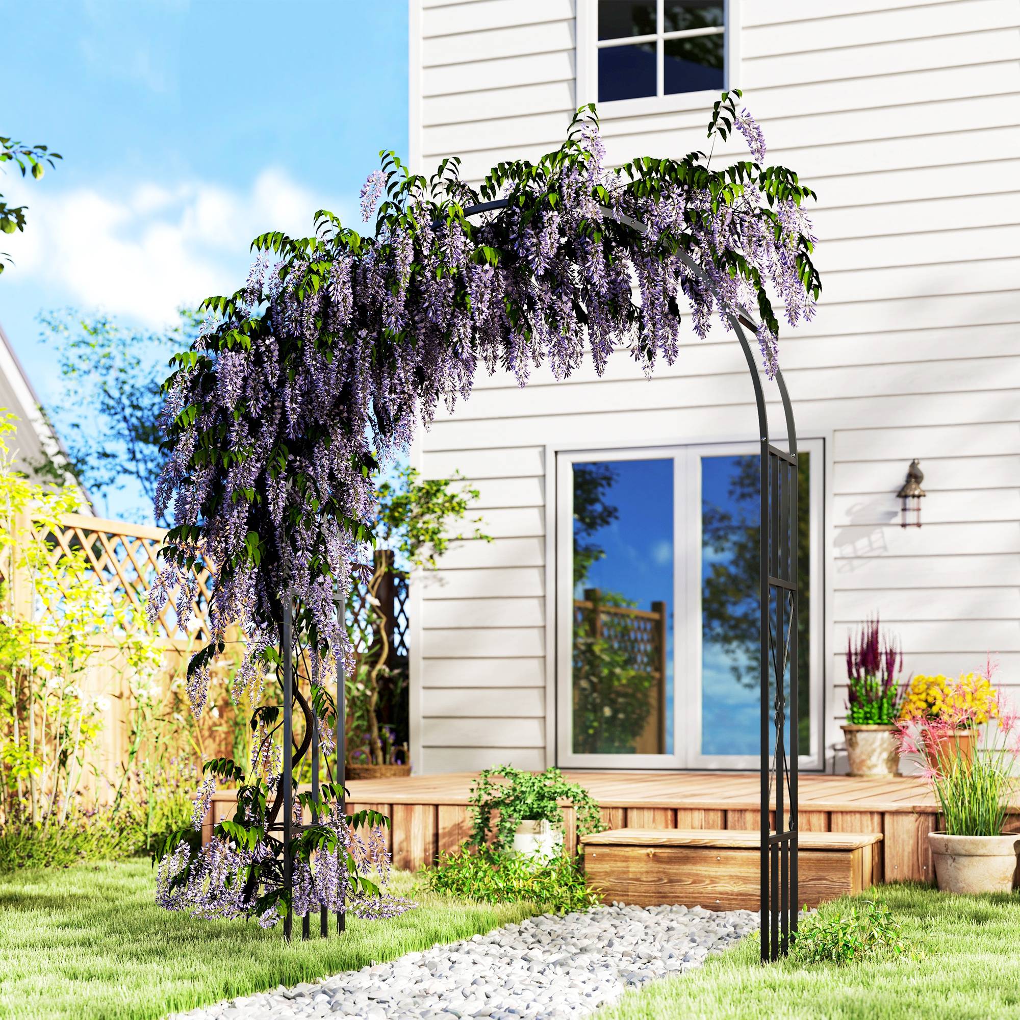 Arche Jardin Acier Plantes Grimpantes Rosiers Décoration Mariage Cérémonie 150x223cm Noir - ComfortXL Outdoor Living - Image 3