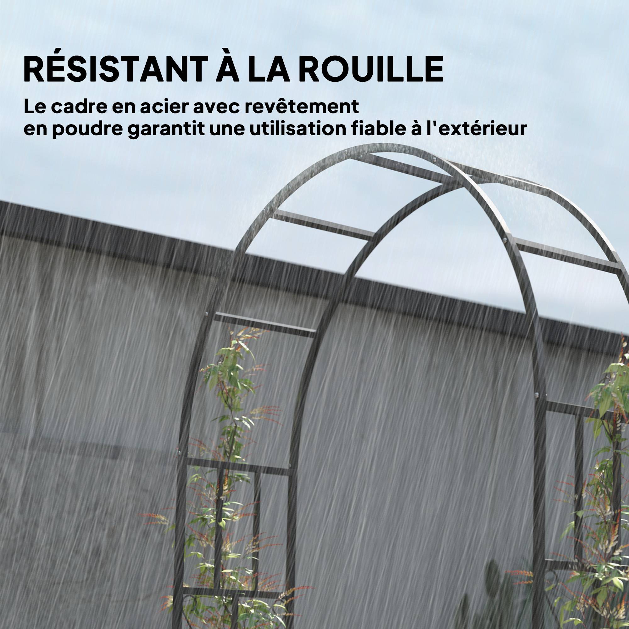 Arche Jardin Acier Plantes Grimpantes Rosiers Décoration Mariage Cérémonie 150x223cm Noir - ComfortXL Outdoor Living - Image 6