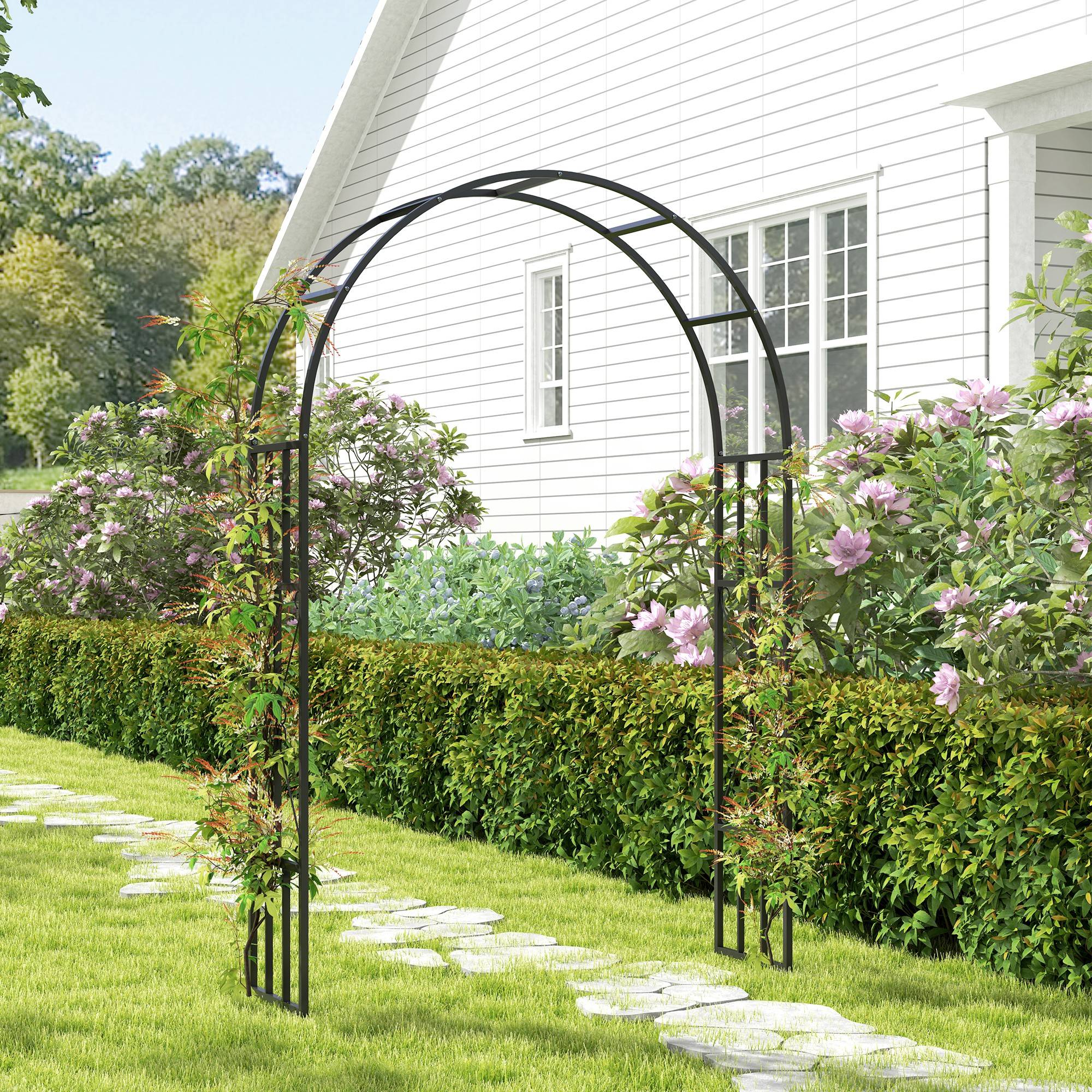 Arche Jardin Acier Plantes Grimpantes Rosiers Décoration Mariage Cérémonie 150x223cm Noir - ComfortXL Outdoor Living - Image 9