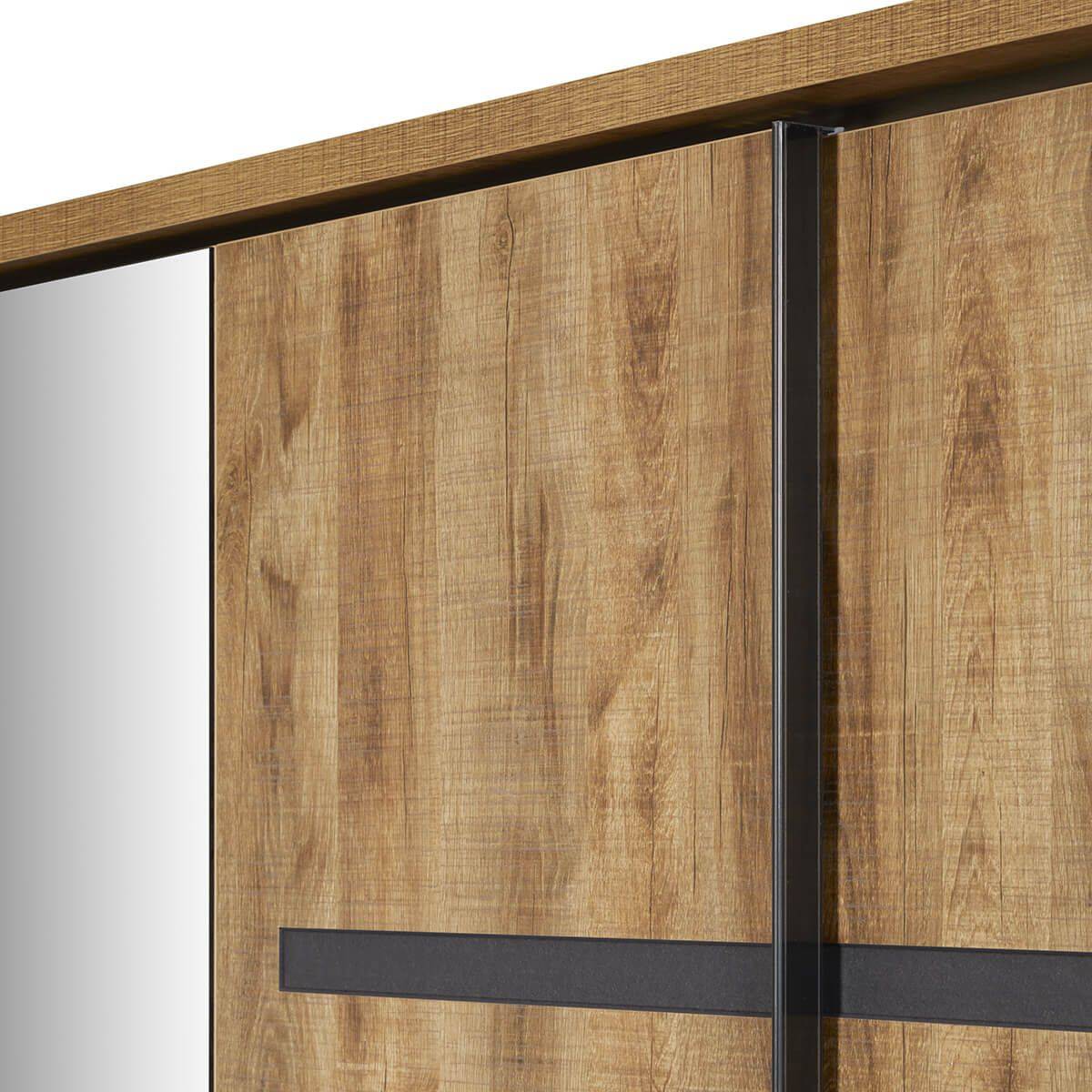 ALTOBUY - Armoire portes coulissantes 245cm aspect chêne artisan et graphite - ANDES - Image 7