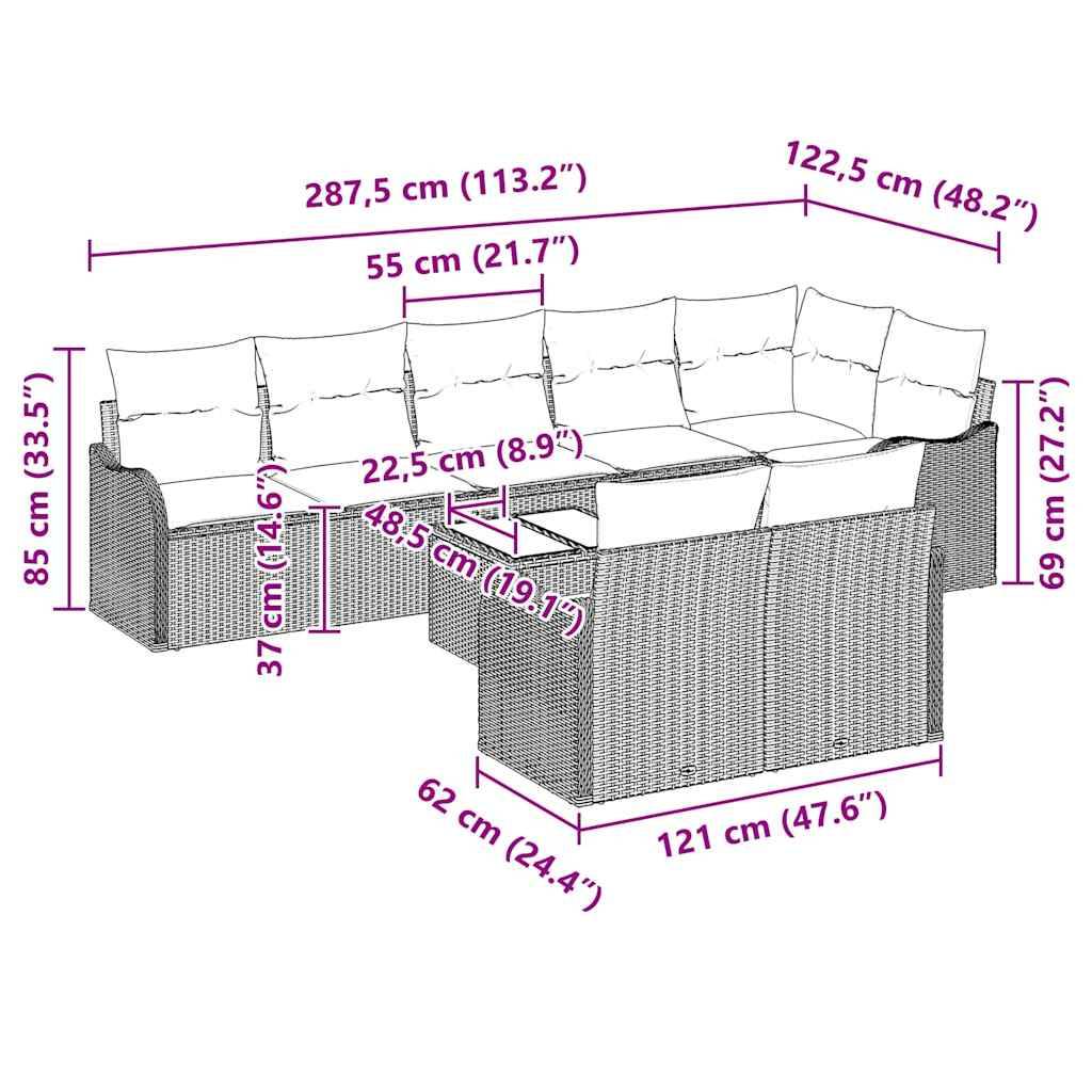 Salon de jardin 8 places en polyrotin modulable avec table basse pour grande terrasse Marron – ComfortXL Outdoor Living - Image 5