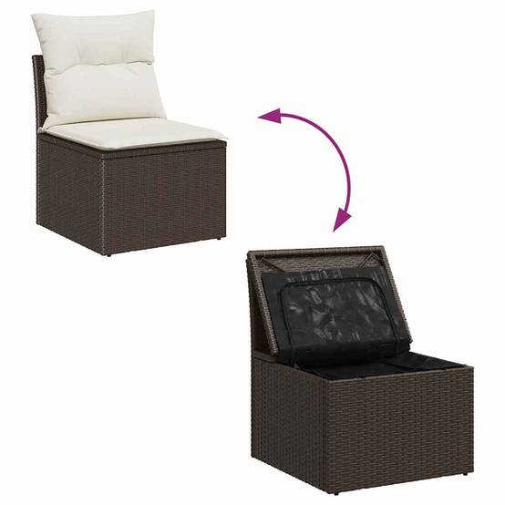 Salon de jardin 8 places en polyrotin modulable avec table basse pour grande terrasse Marron – ComfortXL Outdoor Living - Image 3