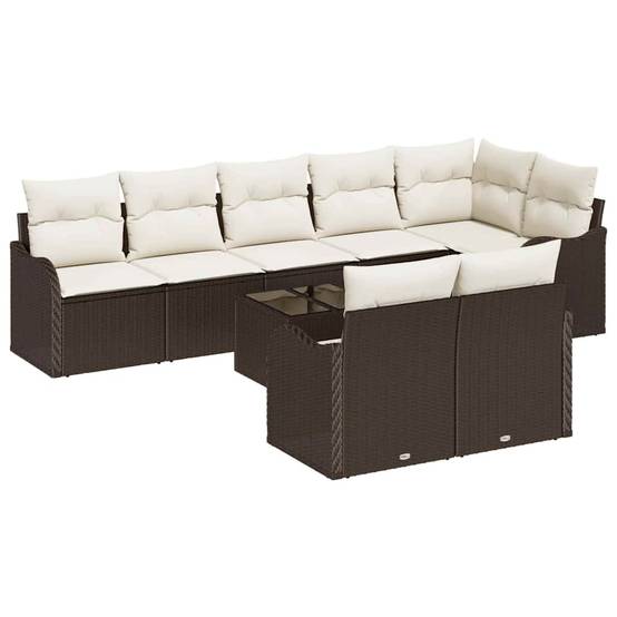 Salon de jardin 8 places en polyrotin modulable avec table basse pour grande terrasse Marron – ComfortXL Outdoor Living - Image 2