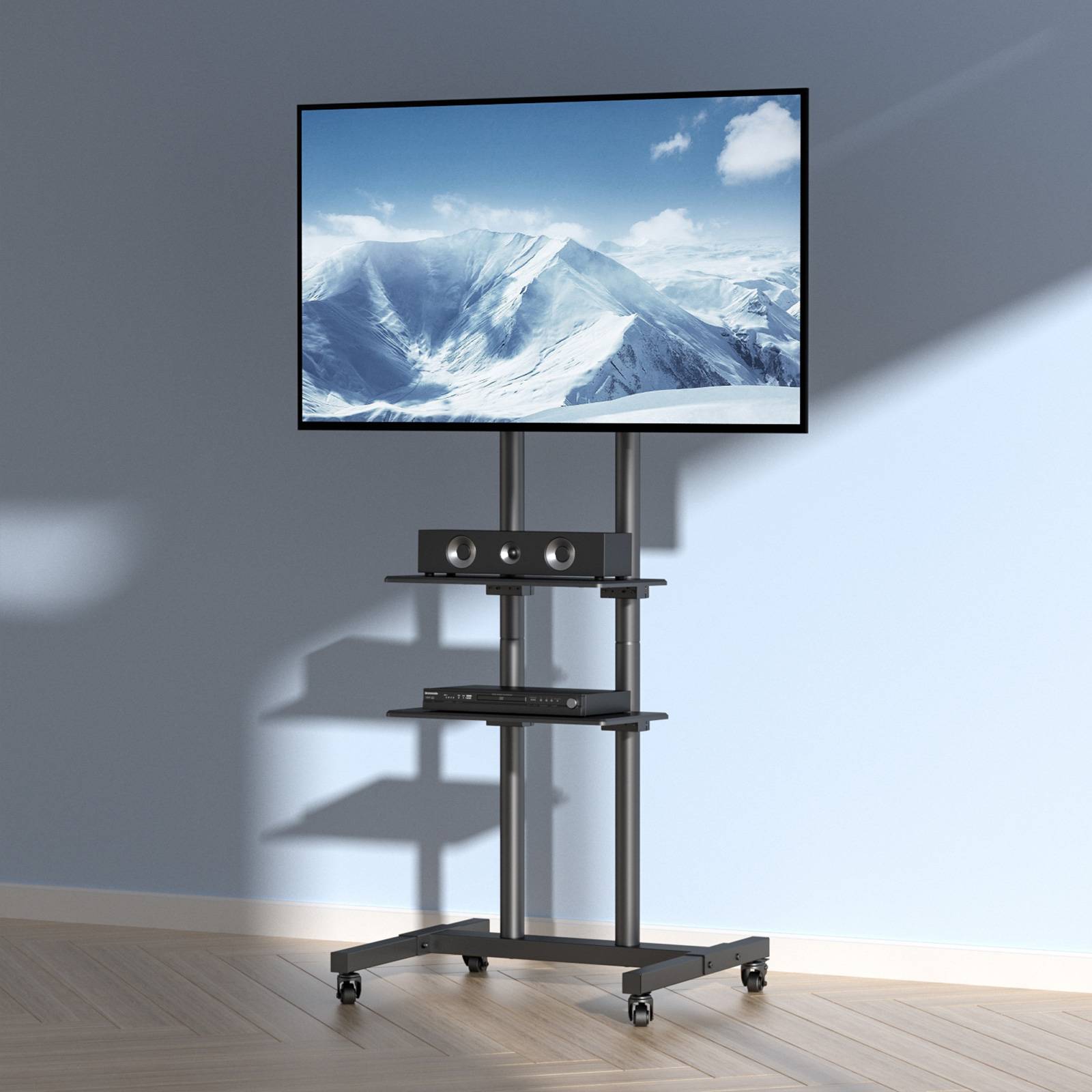 VEVOR Support TV sur pied universel 32-70'', hauteur réglable 151-170cm, charge 60kg, VESA 400x600mm. - Image 8
