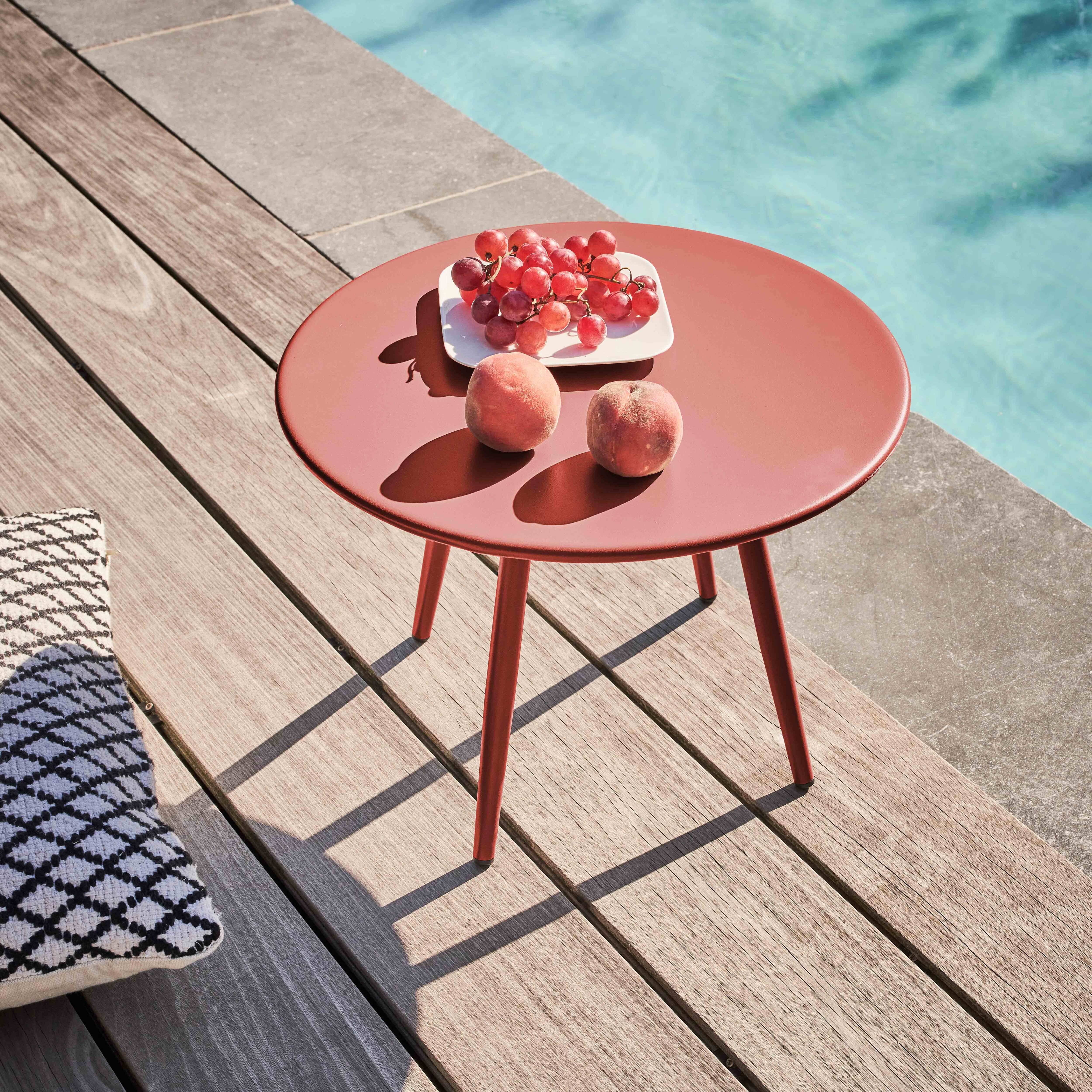 Oviala - Table basse de jardin ronde en métal argile 40 cm Palavas - Oviala - Imagen 2