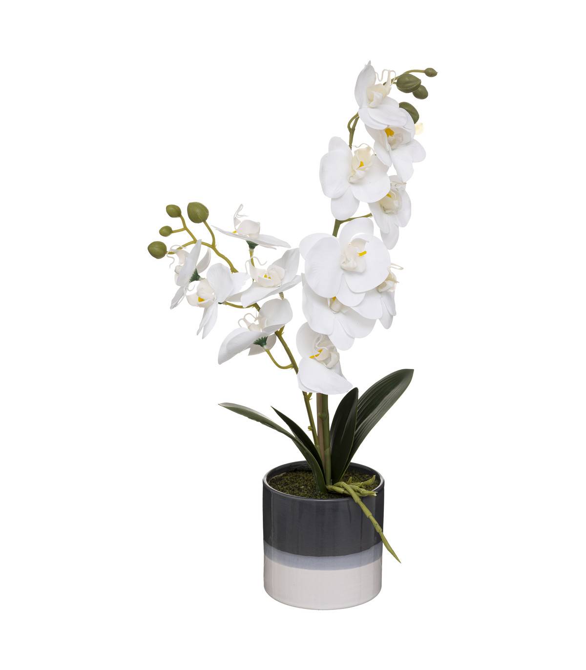 Plante artificielle Orchidée dans un pot en céramique bicolore H 45 cm - Imagen 1