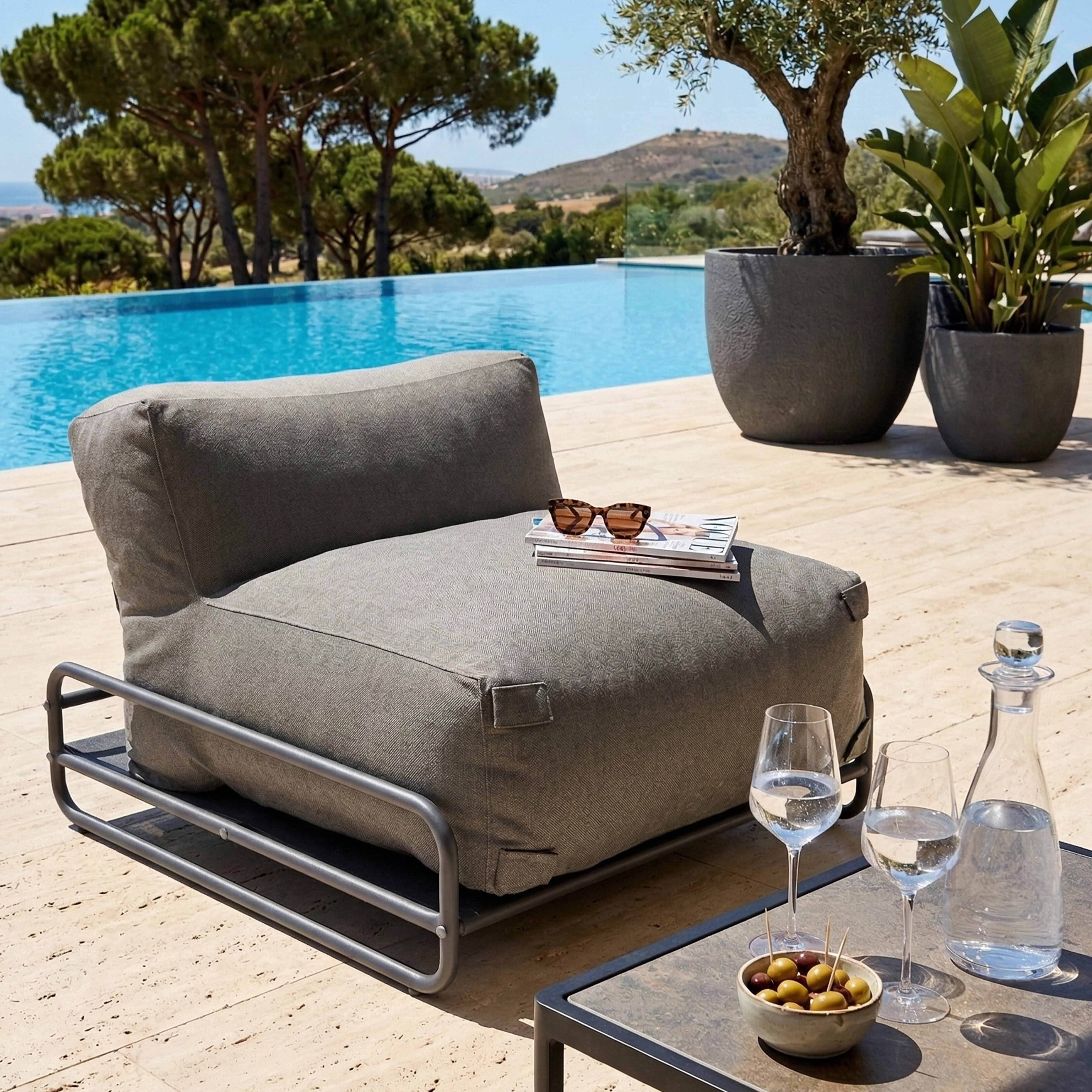 Oviala - Chauffeuse pour salon de jardin modulable avec structure gris Mixi - Oviala