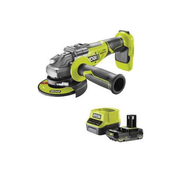 Ryobi - Pack RYOBI Meuleuse d'angle R18AG7-0 - Brushless 18V One+ - 1 batterie 2.0Ah - 1 chargeur rapide RC18120-120 - Image 1