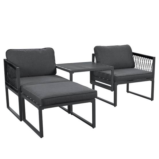 Ensemble de salon de jardin en aluminium, ensemble de meubles de terrasse. 2 canapés, 2 repose - pieds, différentes combinaisons, réglables - Image 5