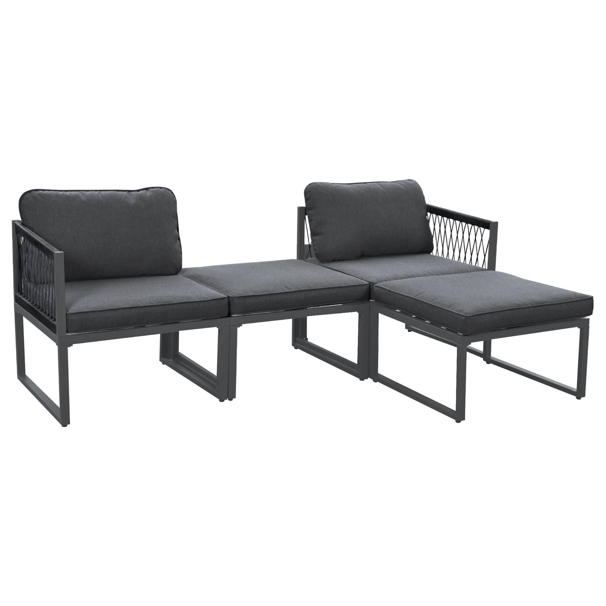Ensemble de salon de jardin en aluminium, ensemble de meubles de terrasse. 2 canapés, 2 repose - pieds, différentes combinaisons, réglables - Image 6