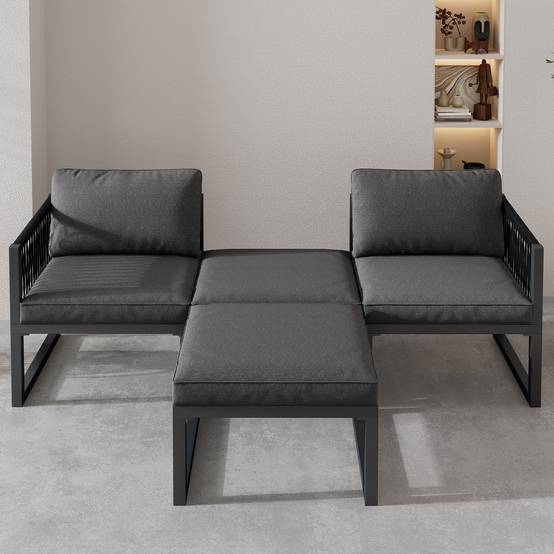 Ensemble de salon de jardin en aluminium, ensemble de meubles de terrasse. 2 canapés, 2 repose - pieds, différentes combinaisons, réglables - Image 4