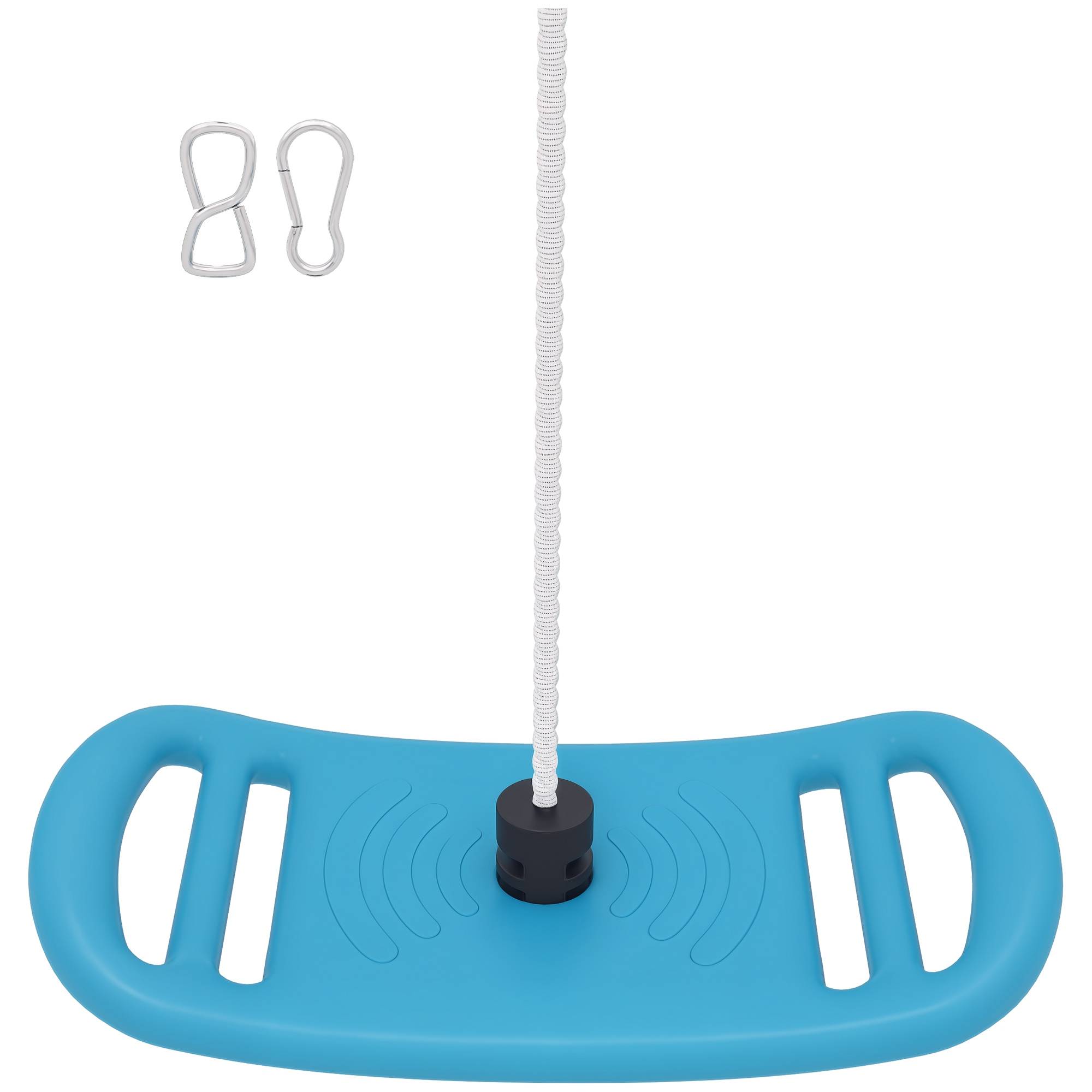 Balançoire enfant extérieur et intérieur avec corde réglable, mousqueton, charge max. 70 kg, bleu - Image 1