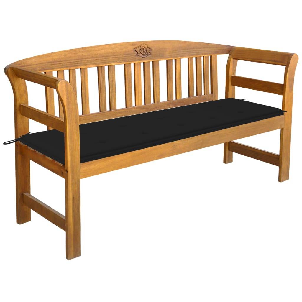 Helloshop26 - Banc de jardin meuble de patio d'extérieur terrasse avec coussin 157 cm bois d'acacia massif - Imagen 1