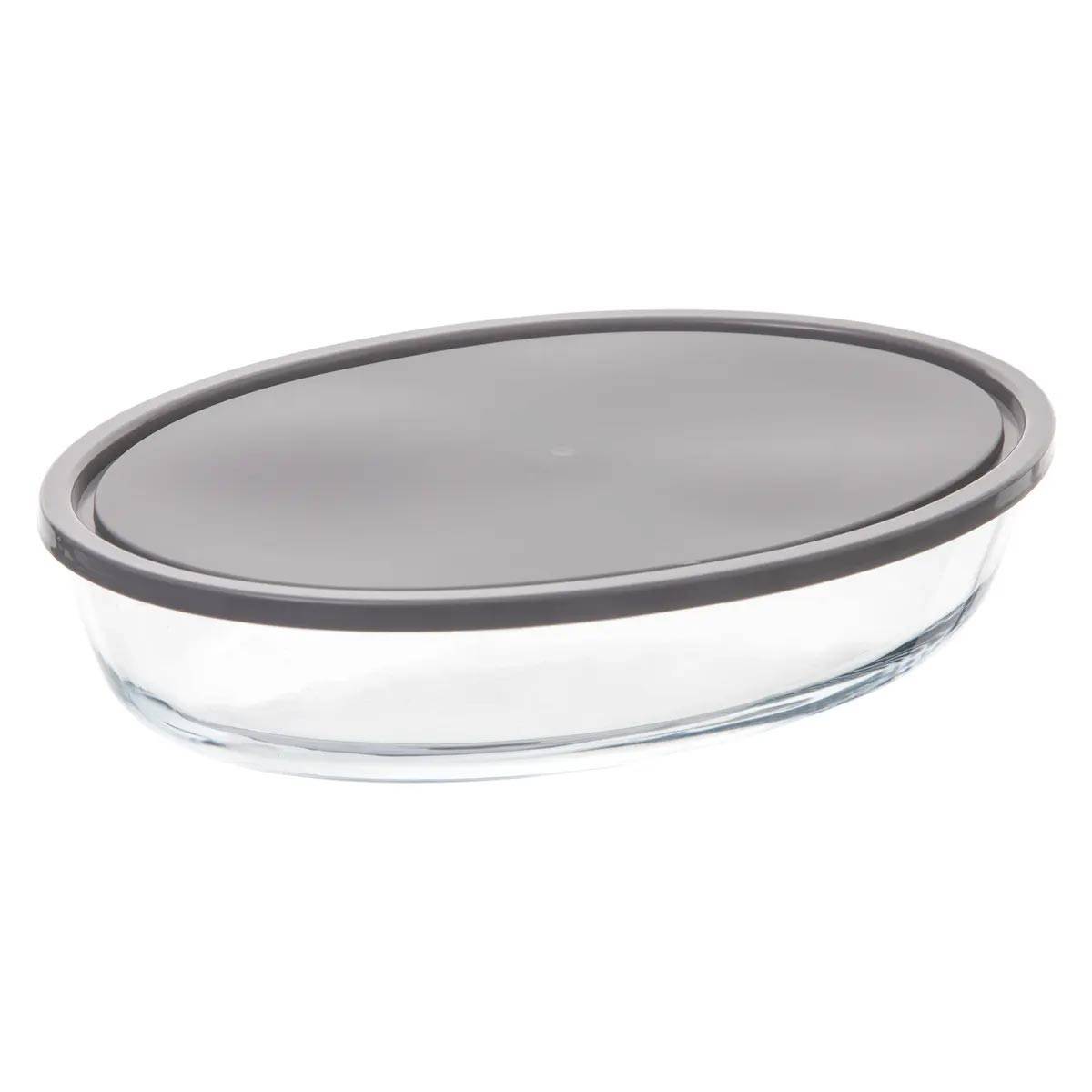 Plat à Four Ovale en Verre "Couvercle" 26cm Transparent - Image 1