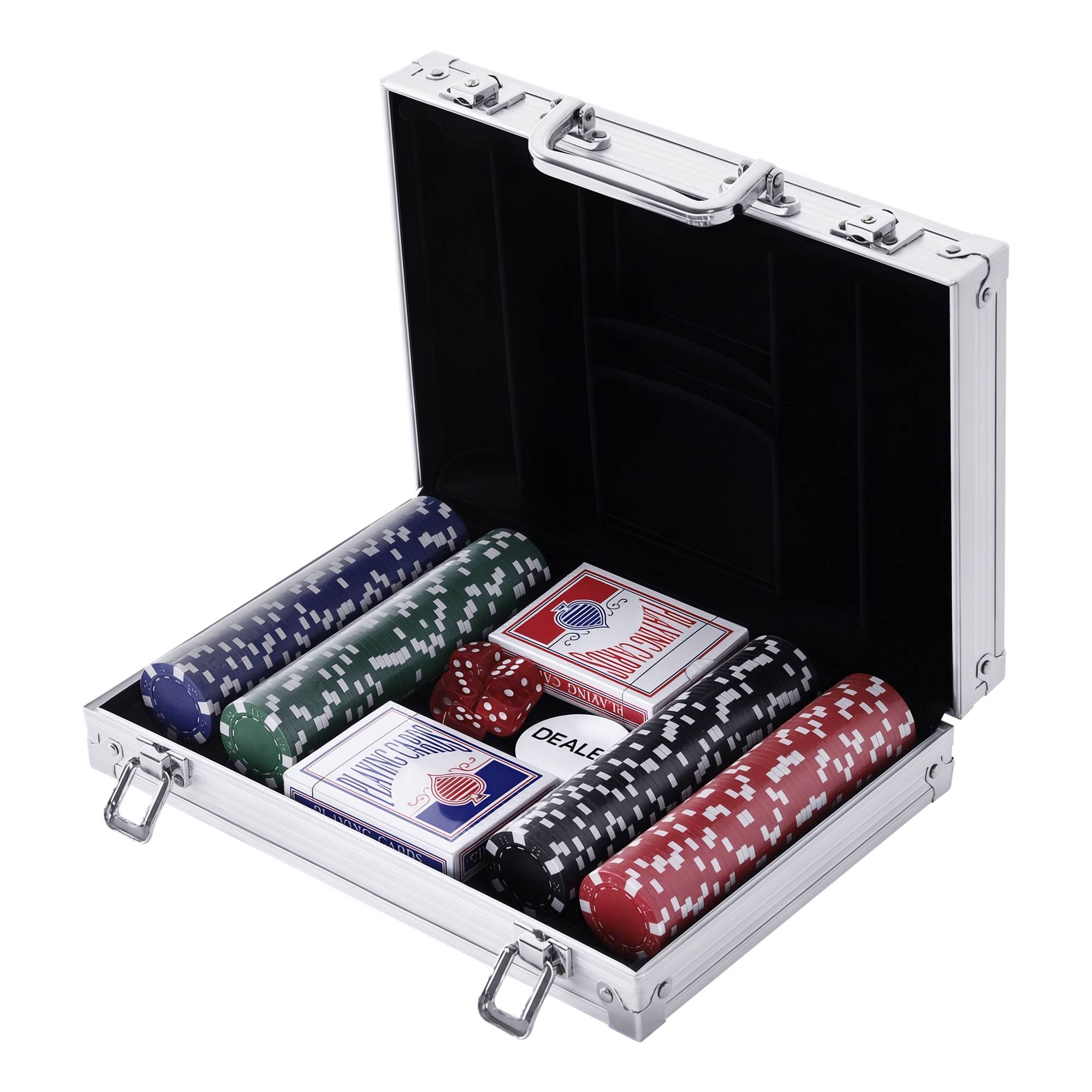 Mallette de Poker Coffret de Poker Complet avec 200 jetons 2 Jeux de Cartes + 2 clés Aluminium - Image 1