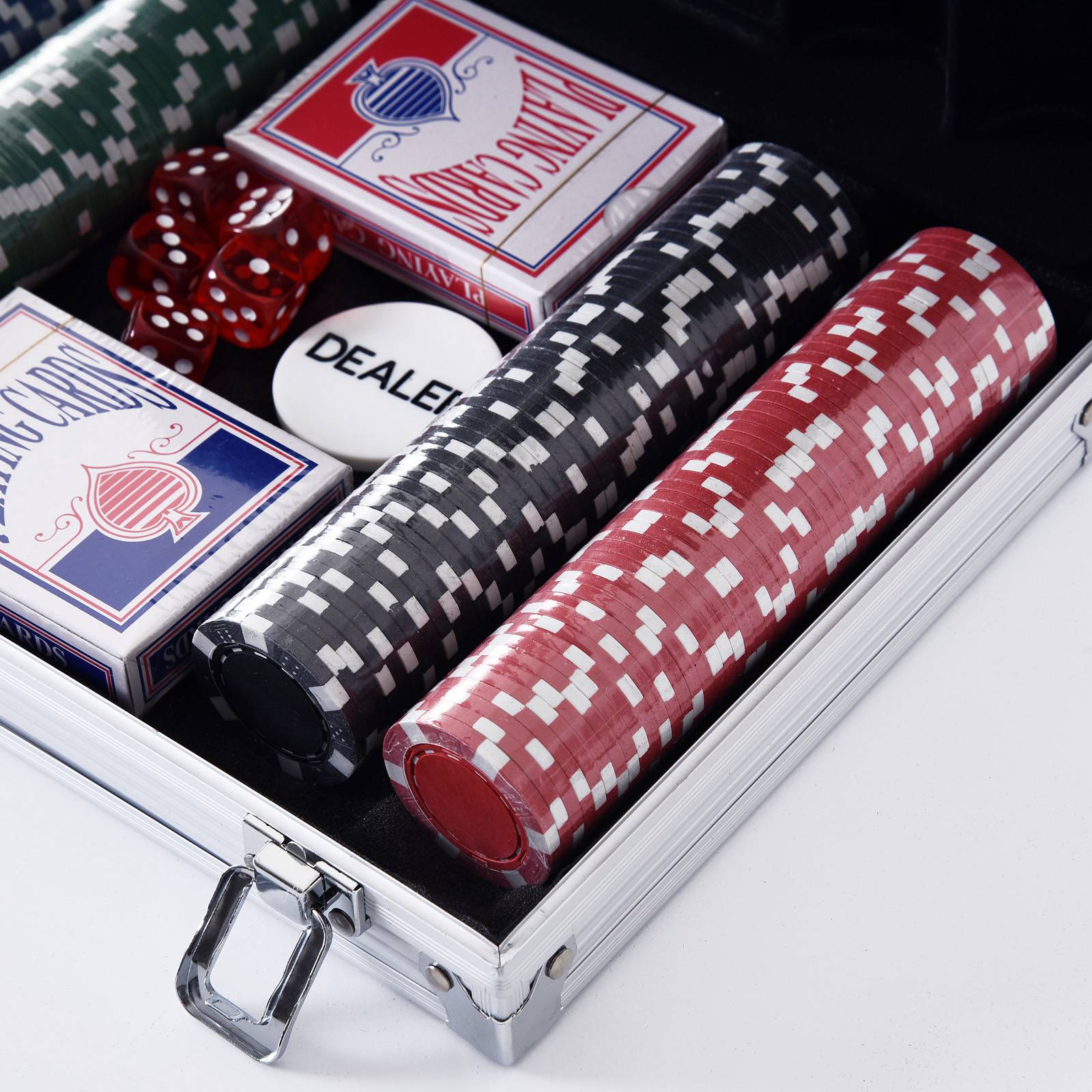 Mallette de Poker Coffret de Poker Complet avec 200 jetons 2 Jeux de Cartes + 2 clés Aluminium - Image 8