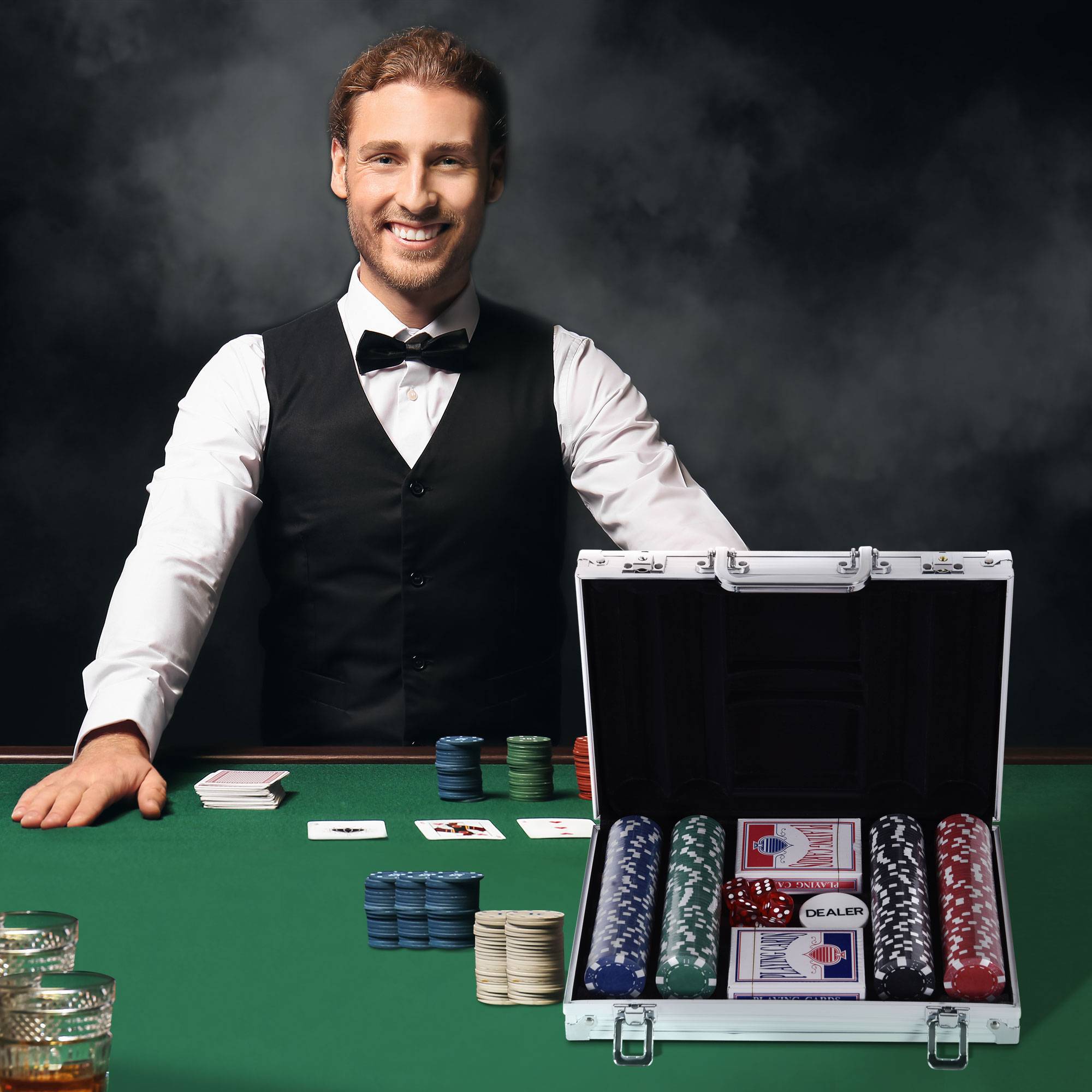 Mallette de Poker Coffret de Poker Complet avec 200 jetons 2 Jeux de Cartes + 2 clés Aluminium - Image 3