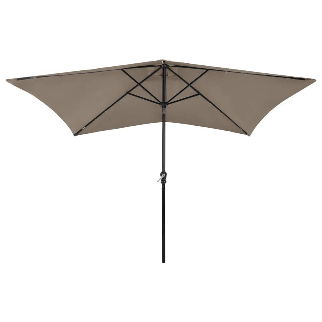 Helloshop26 - Parasol avec led et mât en acier taupe 2 x 3 m - Imagen 2
