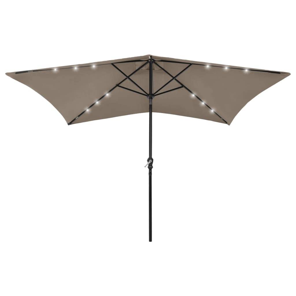 Helloshop26 - Parasol avec led et mât en acier taupe 2 x 3 m - Imagen 1