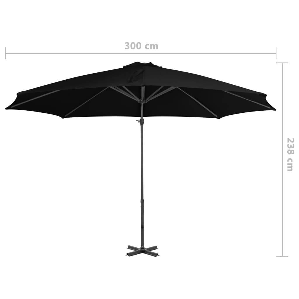 Helloshop26 - Parasol d'extérieur déporté avec mât en aluminium 300 cm noir - Imagen 7