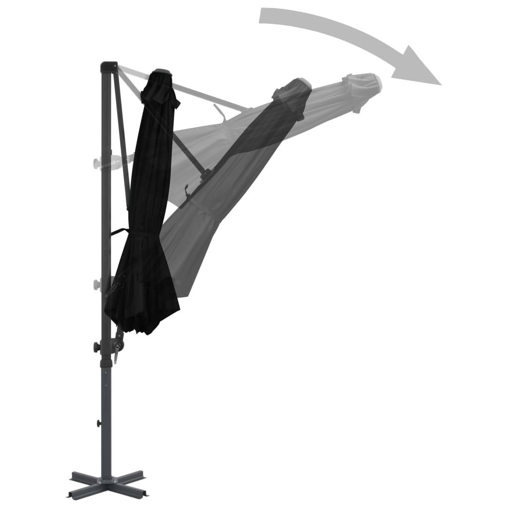 Helloshop26 - Parasol d'extérieur déporté avec mât en aluminium 300 cm noir - Imagen 4