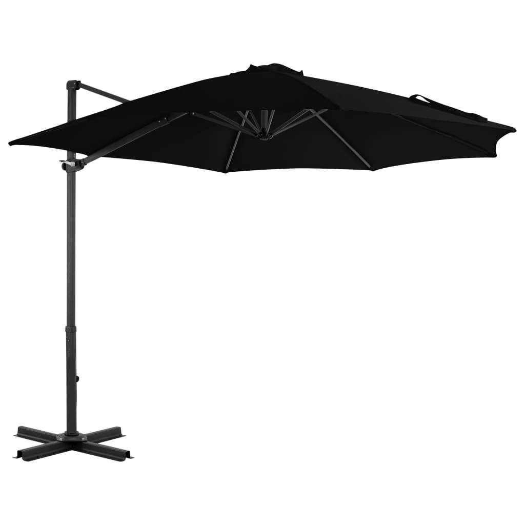 Helloshop26 - Parasol d'extérieur déporté avec mât en aluminium 300 cm noir - Imagen 1