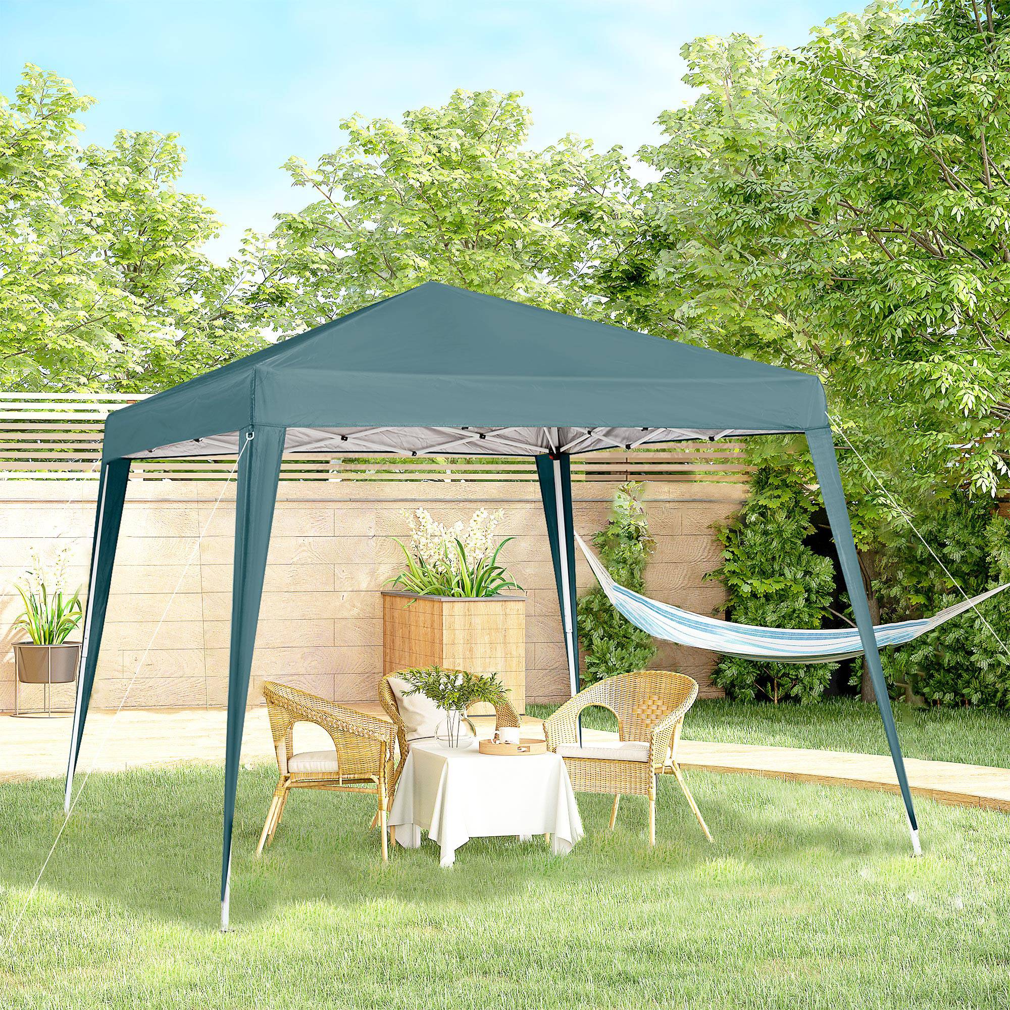 ComfortXL - Tonnelle pliante de jardin acier toile Oxford pop-up anti-UV 2,4 x 2,4 m verte - ComfortXL Outdoor Living - Image 4