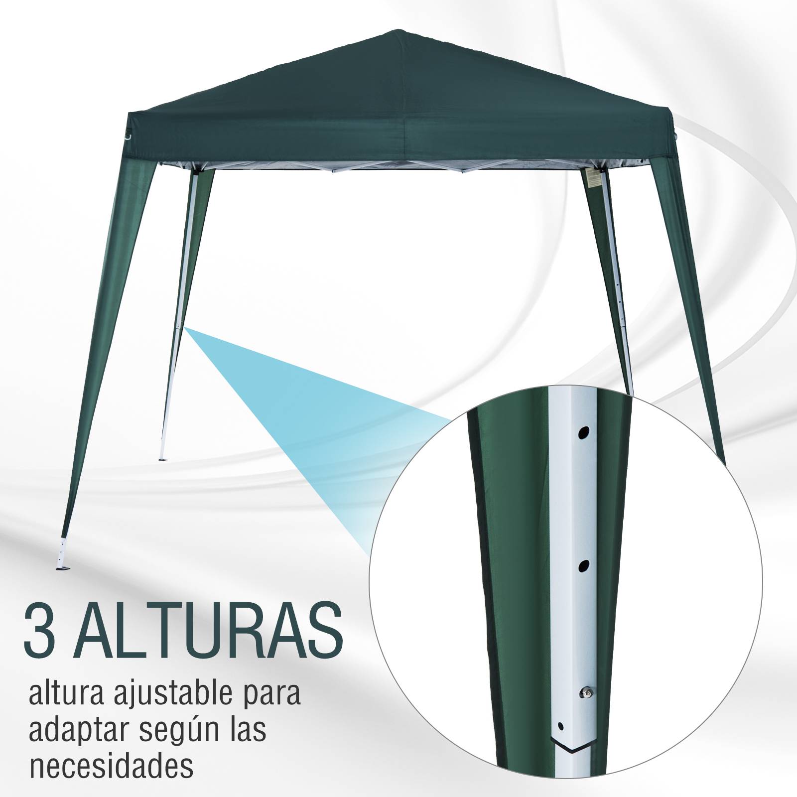 ComfortXL - Tonnelle pliante de jardin acier toile Oxford pop-up anti-UV 2,4 x 2,4 m verte - ComfortXL Outdoor Living - Image 7