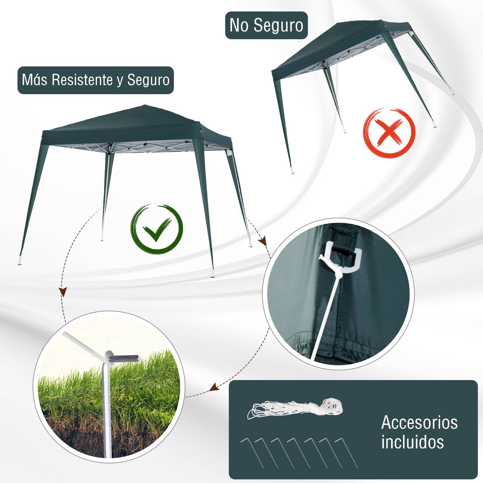 ComfortXL - Tonnelle pliante de jardin acier toile Oxford pop-up anti-UV 2,4 x 2,4 m verte - ComfortXL Outdoor Living - Image 9