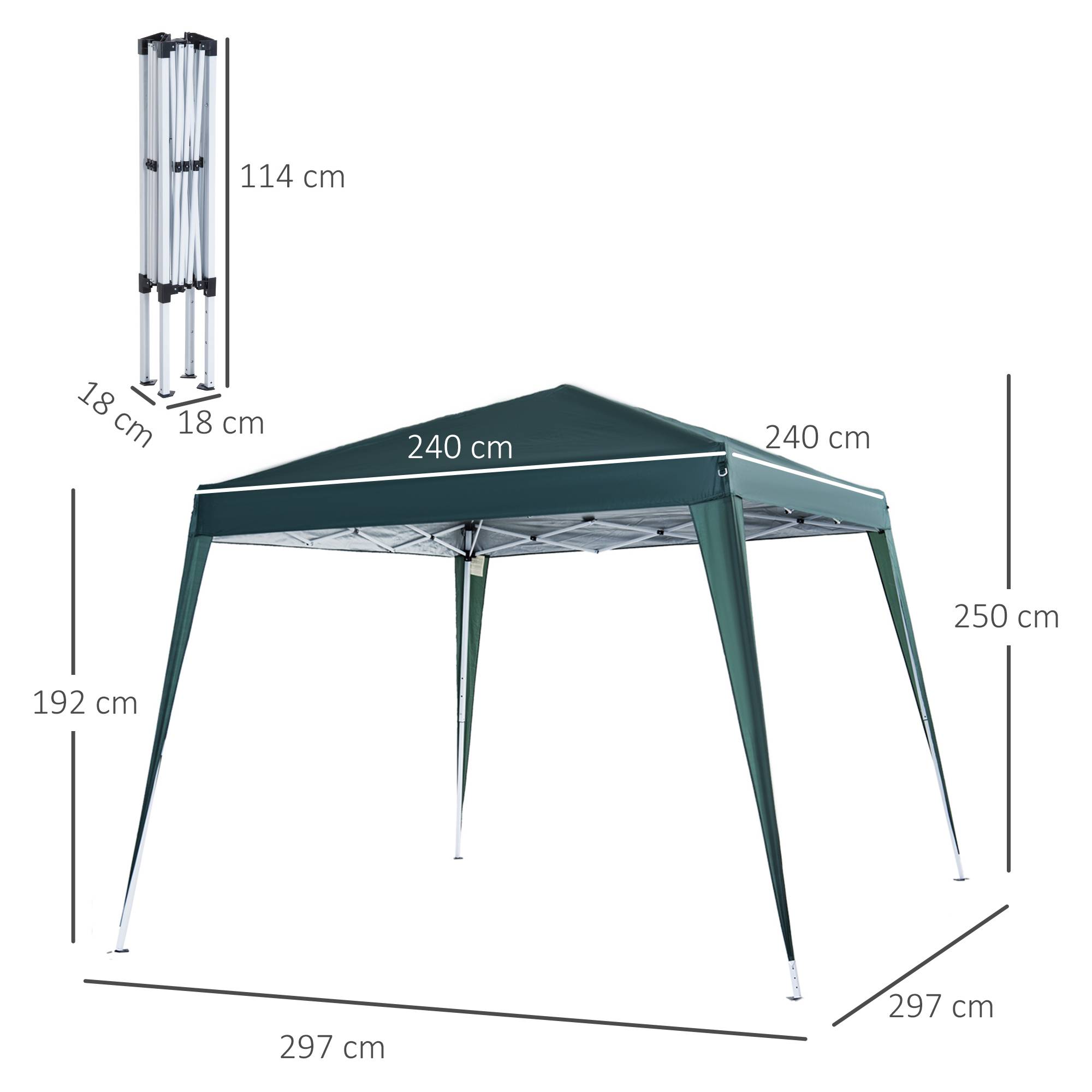 ComfortXL - Tonnelle pliante de jardin acier toile Oxford pop-up anti-UV 2,4 x 2,4 m verte - ComfortXL Outdoor Living - Image 5