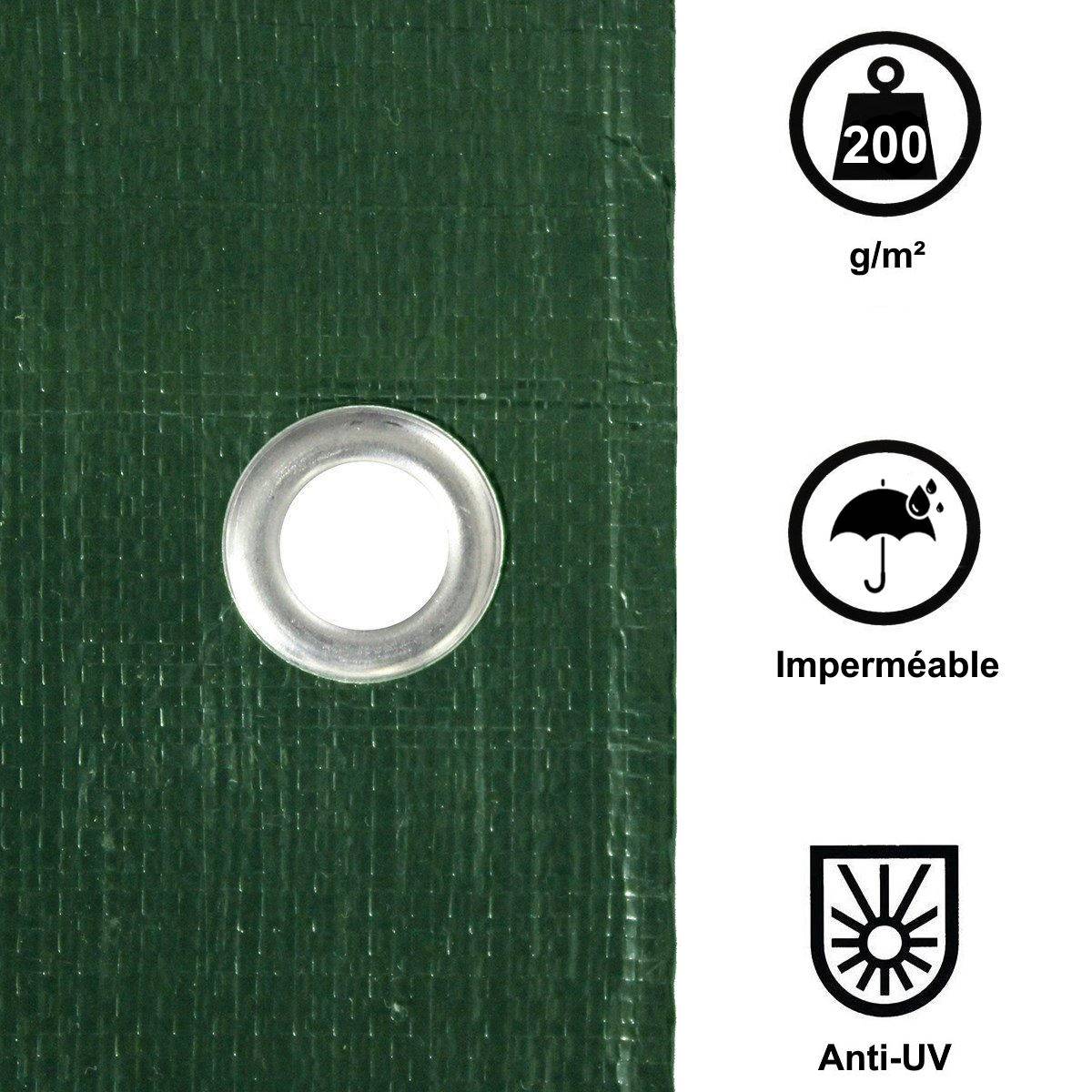Gt Garden - Bâche de protection verte ultra résistante - 200 g/m² - 3 x 5 mètres - GT GARDEN - Imagen 2