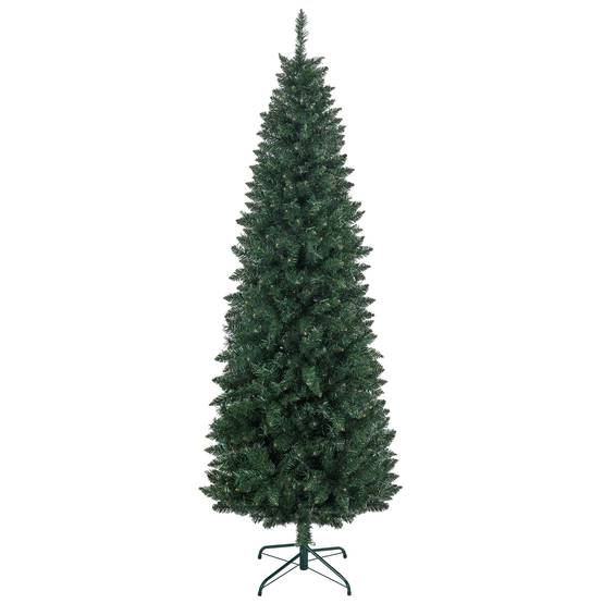 Sapin de Noël Artificiel 210 cm Arbre de Noël Slim avec support en acier pliable, 687 branches épines Vert - Image 2
