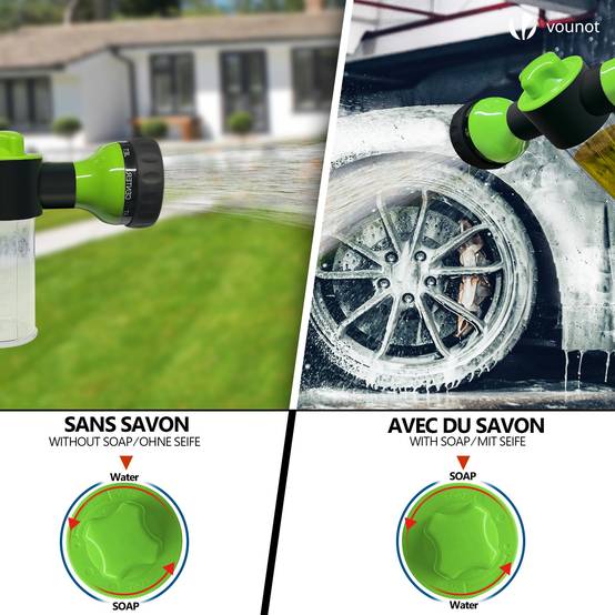 Tuyau d’Arrosage Extensible 15m avec Récipient Savon et accessoires vert - Image 6