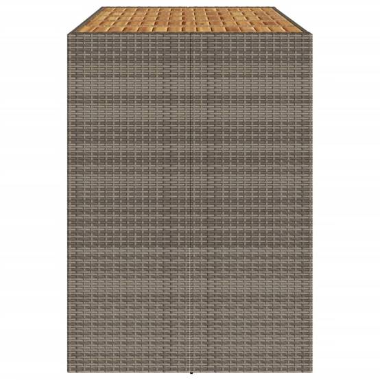 Table de bar jardin résine tressée et bois acacia gris 185 x 80 x 110 cm - PANGIVO - Image 6